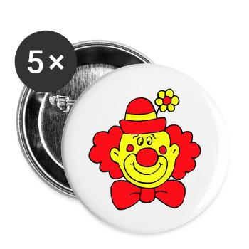 Clown - Buttons groß 56 mm (5er Pack) - Weiß - Vorne
