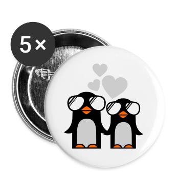 penguins fallen in love - Buttons large 2.2''/56 mm (5-pack) - white - Front