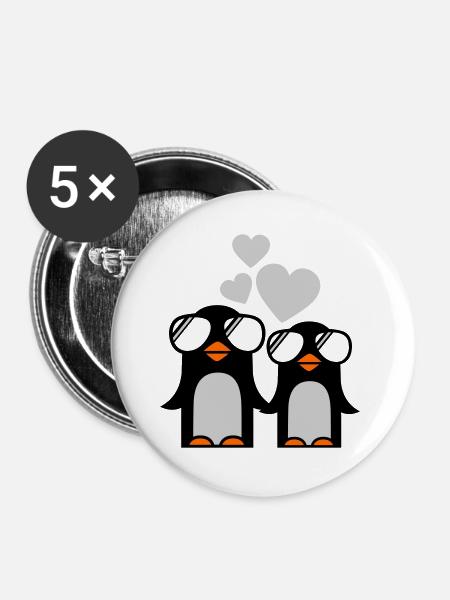 penguins fallen in love - pinguine - Buttons groß 56 mm (5er Pack) - Weiß