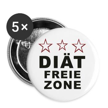 Diät Freie Zone - Buttons groß 56 mm (5er Pack) - Weiß - Vorne