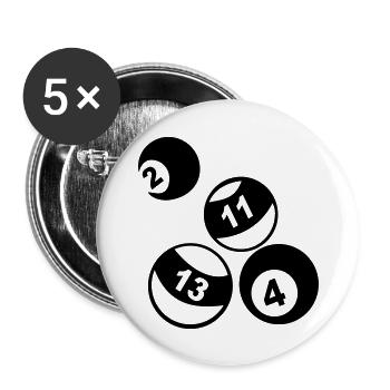 Billard - Buttons groß 56 mm (5er Pack) - Weiß - Vorne