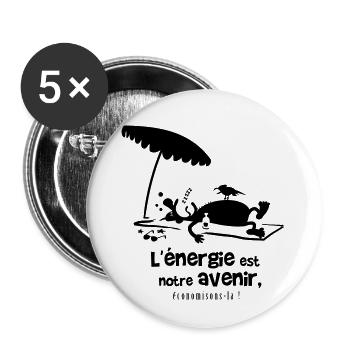 economie d'energie - Lot de 5 grands badges (56 mm) - blanc - Devant