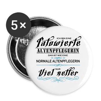 Tätowierte Altenpflegerin ist netter! - Buttons groß 56 mm (5er Pack) - Weiß - Vorne