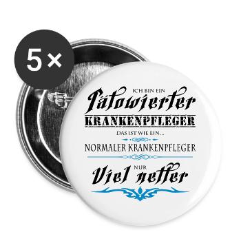 Tätowierter Krankenpfleger ist netter! - Buttons groß 56 mm (5er Pack) - Weiß - Vorne