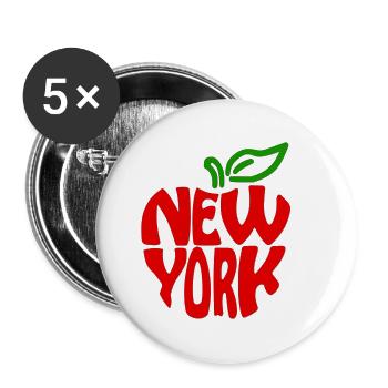 NEW YORK APPLE - Buttons large 2.2''/56 mm (5-pack) - white - Front