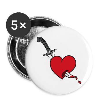 Heart knife de - Buttons groß 56 mm (5er Pack) - Weiß - Vorne