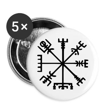 Vegvísir (boussole de Viking) - Lot de 5 grands badges (56 mm) - blanc - Devant