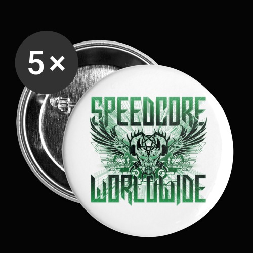 SPEEDCORE WORLDWIDE - GREEN 3D - Buttons groß 56 mm (5er Pack)