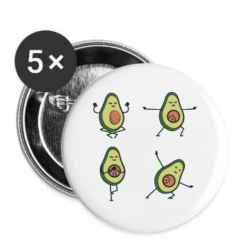 Yoga – Shirt Avokado Lieblingssport Geschenk - Buttons groß 56 mm (5er Pack) - Weiß - Vorne