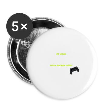 Ich liebe zocken - Buttons groß 56 mm (5er Pack) - Weiß - Vorne