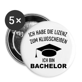 Bachelor Abschluss Titel Akademiker - Buttons groß 56 mm (5er Pack) - Weiß - Vorne