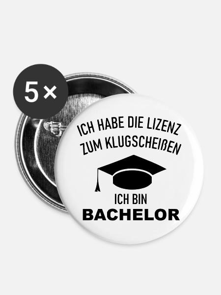 Bachelor Abschluss Titel Akademiker - Buttons groß 56 mm (5er Pack) - Weiß