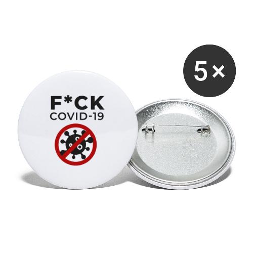 F*CK COVID-19 (DR27) - Buttons groß 56 mm (5er Pack)