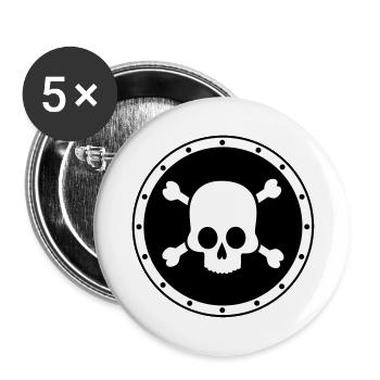 Pirat - Schädel - Buttons groß 56 mm (5er Pack) - Weiß - Vorne