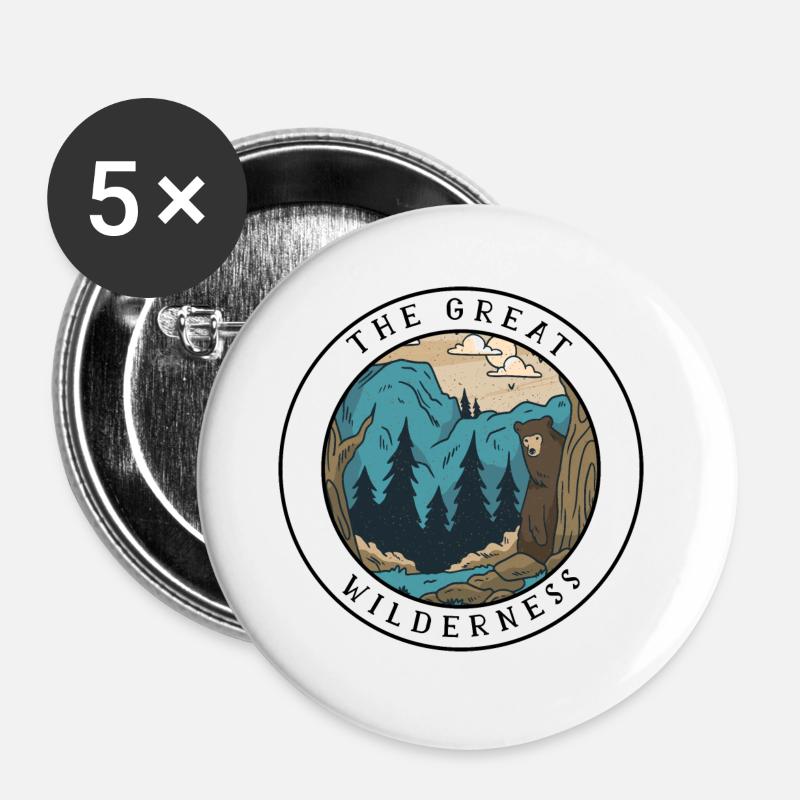 Hiking Hike Gift Camping Forest Nature - Buttons large 2.2''/56 mm (5-pack) - white