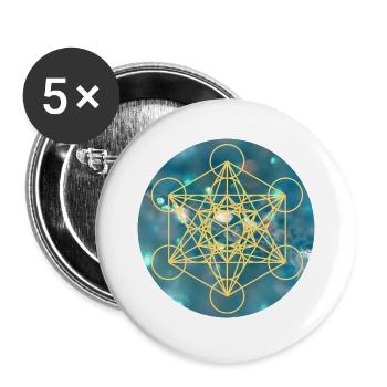 Pale Metatronjaune Cube on blue background - Buttons large 2.2''/56 mm (5-pack) - white - Front