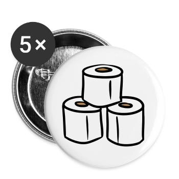 Klopapier Turm Toilettenpapier - Buttons groß 56 mm (5er Pack) - Weiß - Vorne