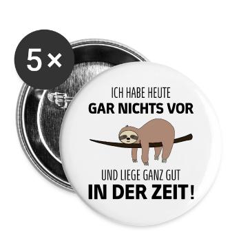 Lustiger Faultier Spruch für Mitarbeiter & Kollege - Buttons groß 56 mm (5er Pack) - Weiß - Vorne