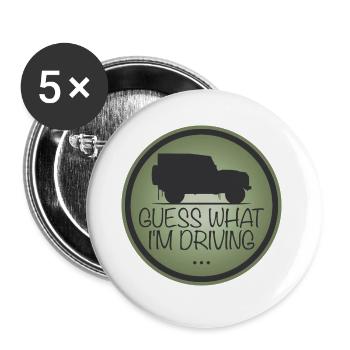 Defender - Guess what i ́m driving - Buttons large 2.2''/56 mm (5-pack) - white - Front
