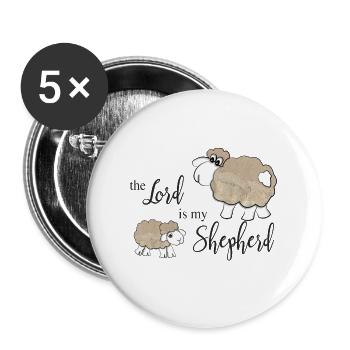 Christliches Design Der Herr ist mein Hirte - Buttons groß 56 mm (5er Pack) - Weiß - Vorne