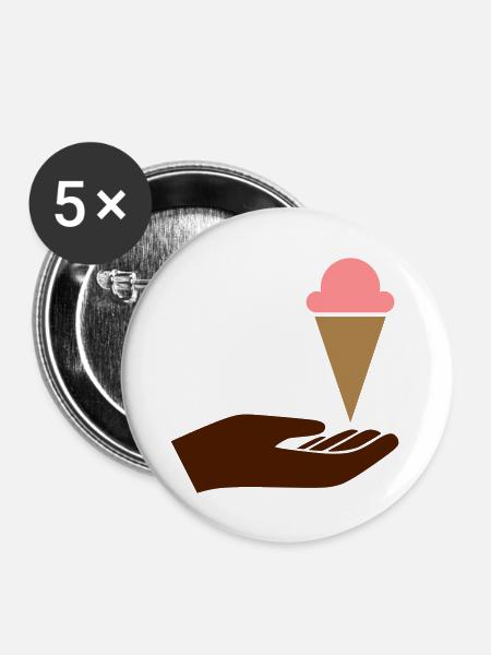 Hand reicht Eis - Buttons groß 56 mm (5er Pack) - Weiß