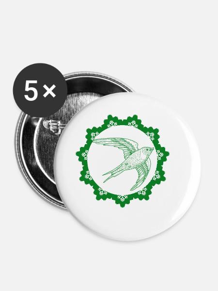 Vogel - Naturschutz Tierfreund - Buttons groß 56 mm (5er Pack) - Weiß