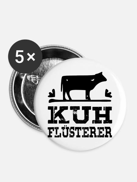 Kuh Flüsterer - Buttons groß 56 mm (5er Pack) - Weiß