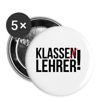 Klasse Lehrer - Buttons groß 56 mm (5er Pack) - Weiß - Vorne