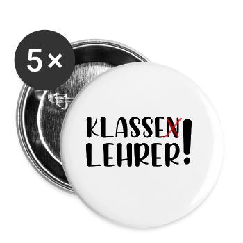 Klasse Lehrer - Buttons groß 56 mm (5er Pack) - Weiß - Vorne