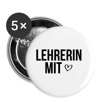 Lehrerin mit Herz - Buttons groß 56 mm (5er Pack) - Weiß - Vorne