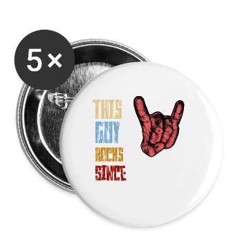 Rock since 1972 Birthday Rock Music - Buttons large 2.2''/56 mm (5-pack) - white - Front