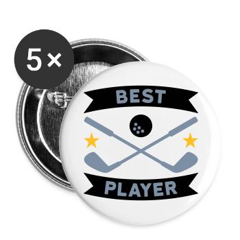 Best golf player (banners, stars, golf clubs) - Buttons large 2.2''/56 mm (5-pack) - white - Front