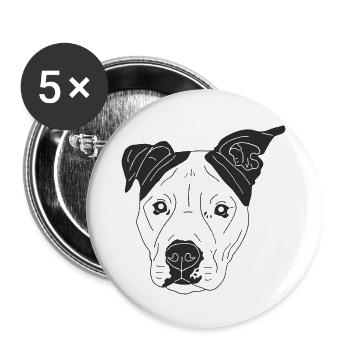 American Staffordshire Terrier - Buttons groß 56 mm (5er Pack) - Weiß - Vorne