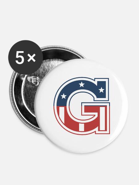 Buchstabe G USA - Buttons groß 56 mm (5er Pack) - Weiß