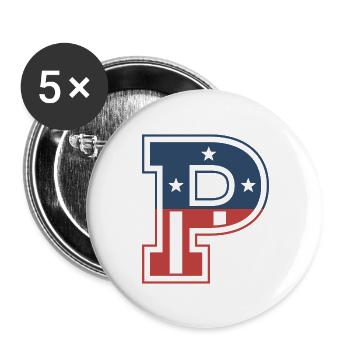 Letter P USA - Buttons large 2.2''/56 mm (5-pack) - white - Front