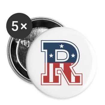 Lettre R ÉTATS-UNIS - Lot de 5 grands badges (56 mm) - blanc - Devant