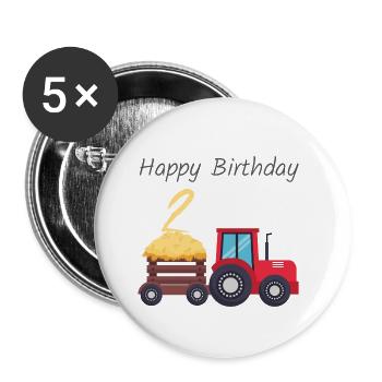 Happy Birthday - Buttons large 2.2''/56 mm (5-pack) - white - Front