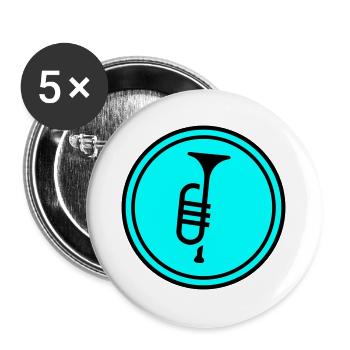 Trompete musik - Buttons groß 56 mm (5er Pack) - Weiß - Vorne