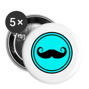 Symbole de moustache - Lot de 5 grands badges (56 mm) - blanc - Devant