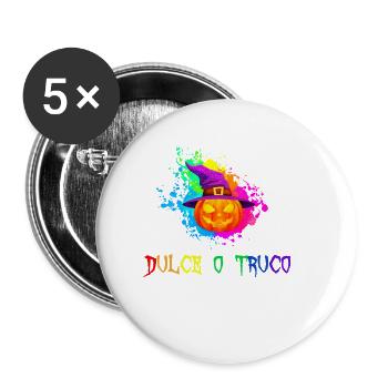 Halloween Dulce O Truco Idée Cadeau Citrouille - Lot de 5 grands badges (56 mm) - blanc - Devant