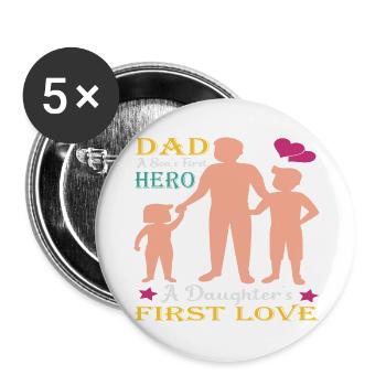 Vater und Sohn - Vater und Tochter schenken Vater - Buttons groß 56 mm (5er Pack) - Weiß - Vorne