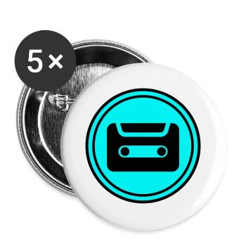 Symbole de cassette - Lot de 5 grands badges (56 mm) - blanc - Devant