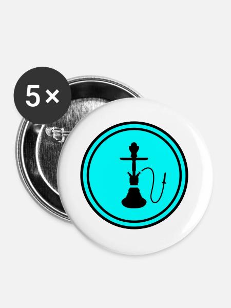 Bong Rauchen - Buttons groß 56 mm (5er Pack) - Weiß