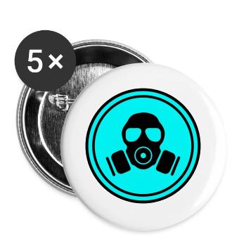 Gasmaske Symbol - Buttons groß 56 mm (5er Pack) - Weiß - Vorne