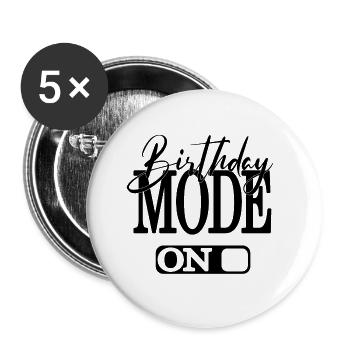 BIRTHDAY MODE ON - Buttons large 2.2''/56 mm (5-pack) - white - Front