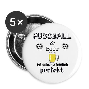 fussball und bier - Buttons groß 56 mm (5er Pack) - Weiß - Vorne