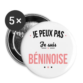 Je peux pas je suis Béninoise - Lot de 5 grands badges (56 mm) - blanc - Devant