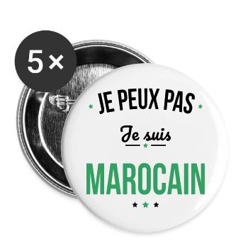 Je peux pas je suis Marocain - Lot de 5 grands badges (56 mm) - blanc - Devant