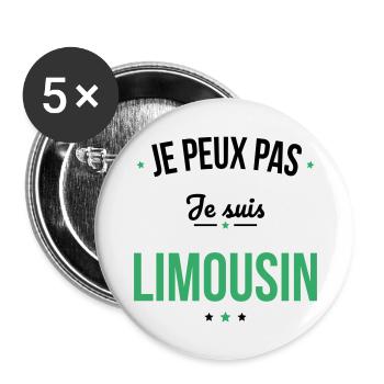 Je peux pas je suis Limousin - Lot de 5 grands badges (56 mm) - blanc - Devant