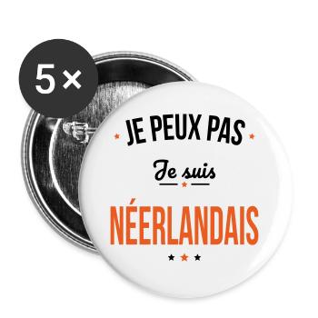 Je peux pas je suis Néerlandais - Lot de 5 grands badges (56 mm) - blanc - Devant